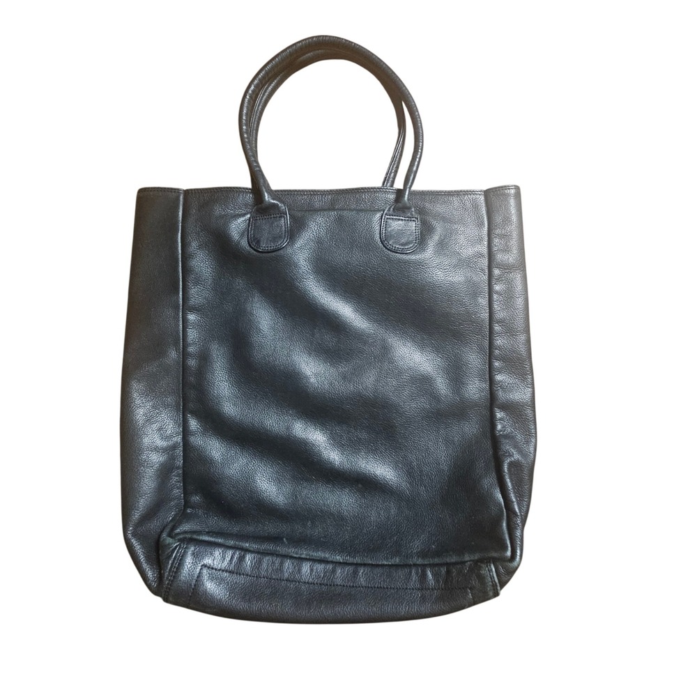 VTG Barneys New York Pebbled Leather Vertical Tote Handbag Shopper Minimalist